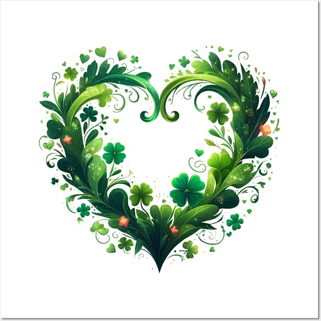 Heart Irish Shamrock St Patrick Day Wall Art by Stylish Dzign